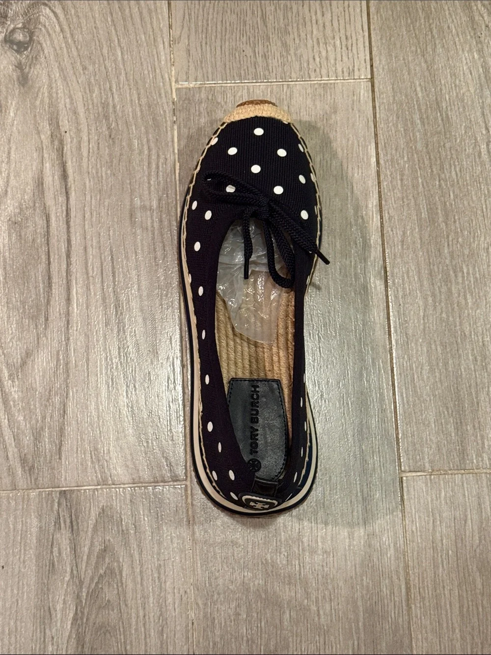 Tory Burch Navy Polka Dot Espadrille Slip-On